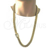 Oro Laminado Basic Necklace, Gold Filled Style Chunky Design, with White Cubic Zirconia, Polished, Golden Finish, 03.278.0005.30