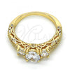 Oro Laminado Multi Stone Ring, Gold Filled Style with White Cubic Zirconia, Polished, Golden Finish, 01.94.0002.07 (Size 7)
