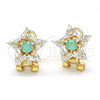 Oro Laminado Stud Earring, Gold Filled Style Star Design, with Aqua Blue and White Cubic Zirconia, Polished, Golden Finish, 02.217.0082.5 *PROMO*