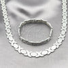 Stainless Steel Necklace and Bracelet, Hugs and Kisses and Leaf Design, Polished, Steel Finish, 06.231.0003