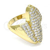 Oro Laminado Multi Stone Ring, Gold Filled Style with White Micro Pave, Polished, Golden Finish, 01.266.0042.07