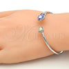 Rhodium Plated Individual Bangle, Flower Design, with Tanzanite and Aurore Boreale Swarovski Crystals, Polished, Rhodium Finish, 07.239.0011.6 (02 MM Thickness, One size fits all)