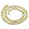 Oro Laminado Basic Necklace, Gold Filled Style Figaro Design, Polished, Golden Finish, 04.213.0284.24