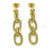 Oro Laminado Long Earring, Gold Filled Style Rolo and Twist Design, Polished, Golden Finish, 02.415.0003