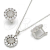 Sterling Silver Earring and Pendant Adult Set, with White Cubic Zirconia, Polished, Rhodium Finish, 10.175.0045