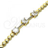 Oro Laminado Fancy Bracelet, Gold Filled Style with White Cubic Zirconia, Polished, Golden Finish, 03.283.0129.07