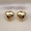 Oro Laminado Stud Earring, Gold Filled Style Heart Design, Polished, Golden Finish, 02.163.0325