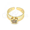 Oro Laminado Baby Ring, Gold Filled Style Flower Design, with Multicolor Micro Pave, Polished, Golden Finish, 01.233.0012.2 (One size fits all)