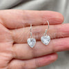 Sterling Silver Dangle Earring, Heart Design, with White Cubic Zirconia, Polished, Silver Finish, 02.396.0003