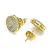 Oro Laminado Stud Earring, Gold Filled Style with White Micro Pave, Polished, Golden Finish, 02.344.0107