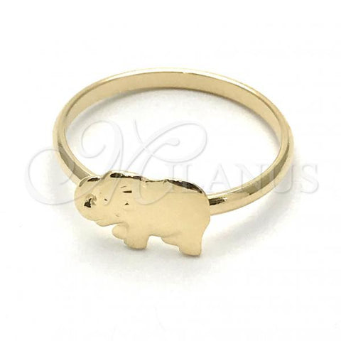 Oro Laminado Elegant Ring, Gold Filled Style Elephant Design, Polished, Golden Finish, 01.09.0002.08 (Size 8)