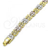 Oro Laminado Fancy Bracelet, Gold Filled Style Heart Design, Polished, Tricolor, 03.102.0070.07