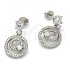 Sterling Silver Dangle Earring, with White Cubic Zirconia and White Crystal, Polished, Rhodium Finish, 02.175.0131