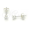 Sterling Silver Stud Earring, with White Cubic Zirconia, Polished,, 02.63.2614