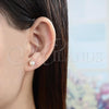 Oro Laminado Stud Earring, Gold Filled Style Ball Design, with Ivory Pearl, Polished, Golden Finish, 02.63.2118