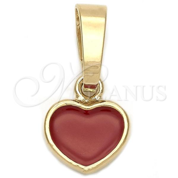 Oro Laminado Fancy Pendant, Gold Filled Style Heart Design, Red Enamel Finish, Golden Finish, 05.163.0080.1