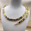 Stainless Steel Necklace and Bracelet, Cross Design, Polished, Golden Finish, 06.116.0010