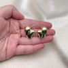 Oro Laminado Stud Earring, Gold Filled Style Heart and Hollow Design, Polished, Golden Finish, 02.163.0309