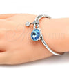 Rhodium Plated Individual Bangle, with Aquamarine Swarovski Crystals and White Micro Pave, Polished, Rhodium Finish, 07.239.0001 (03 MM Thickness, One size fits all)