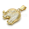 Oro Laminado Fancy Pendant, Gold Filled Style Elephant and Hollow Design, Matte Finish, Golden Finish, 05.163.0048