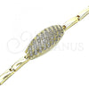 Oro Laminado Fancy Bracelet, Gold Filled Style with White Micro Pave, Polished, Golden Finish, 03.283.0173.07