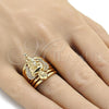 Oro Laminado Multi Stone Ring, Gold Filled Style Angel Design, with White Cubic Zirconia, Polished, Golden Finish, 01.60.0001.11 (Size 11)