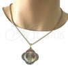 Oro Laminado Religious Pendant, Gold Filled Style San Judas Design, Diamond Cutting Finish, Tricolor, 05.253.0045
