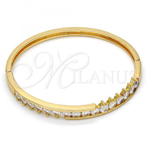 Oro Laminado Individual Bangle, Gold Filled Style with White Cubic Zirconia, Polished, Golden Finish, 07.196.0006.04 (04 MM Thickness, Size 5 - 2.50 Diameter)