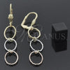Oro Laminado Long Earring, Gold Filled Style Diamond Cutting Finish, Tricolor, 5.075.011