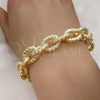 Oro Laminado Fancy Bracelet, Gold Filled Style Rolo Design, Diamond Cutting Finish, Golden Finish, 03.331.0221.09