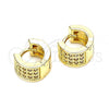 Oro Laminado Huggie Hoop, Gold Filled Style with White Micro Pave, Polished, Golden Finish, 02.195.0096.10