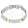 Stainless Steel Solid Bracelet, Greek Key Design, Polished, Two Tone, 03.114.0222.1.08
