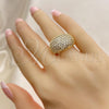 Oro Laminado Multi Stone Ring, Gold Filled Style with White Micro Pave, Polished, Golden Finish, 01.346.0010.07