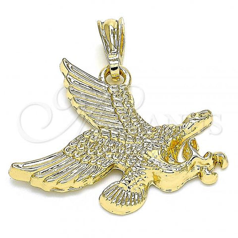Oro Laminado Fancy Pendant, Gold Filled Style Eagle Design, Polished, Golden Finish, 05.351.0114