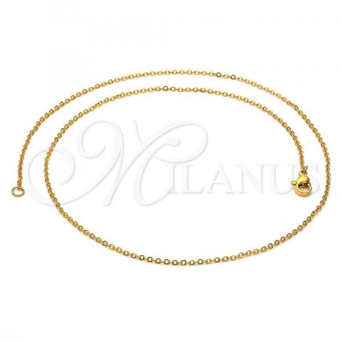 Stainless Steel Basic Necklace, Rolo Design, Polished, Golden Finish, 04.63.1289.18