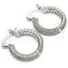 Rhodium Plated Small Hoop, with White Micro Pave, Polished, Rhodium Finish, 02.264.0031.5.20