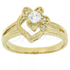 Oro Laminado Multi Stone Ring, Gold Filled Style Flower Design, with White Cubic Zirconia, Polished, Golden Finish, 5.166.013.07 (Size 7)