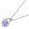 Rhodium Plated Pendant Necklace, with Tanzanite and Aurore Boreale Swarovski Crystals, Polished, Rhodium Finish, 04.239.0039.16