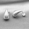 Rhodium Plated Stud Earring, Teardrop Design, Diamond Cutting Finish, Rhodium Finish, 02.196.0166