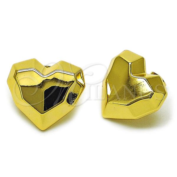 Oro Laminado Stud Earring, Gold Filled Style Heart Design, Polished, Golden Finish, 02.282.0021