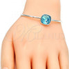 Rhodium Plated Individual Bangle, with Light Turquoise Swarovski Crystals, Polished, Rhodium Finish, 07.239.0010.3 (02 MM Thickness, One size fits all)