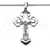 Stainless Steel Pendant Necklace, Crucifix Design, with White Cubic Zirconia, Polished, Steel Finish, 04.116.0045.30