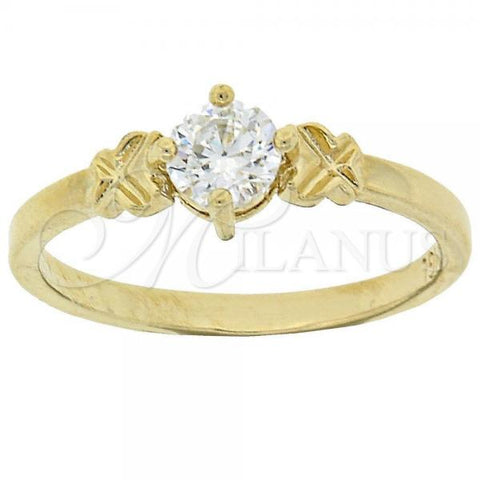 Oro Laminado Multi Stone Ring, Gold Filled Style Solitaire Design, with White Cubic Zirconia, Diamond Cutting Finish, Golden Finish, 5.166.031.08 (Size 8)