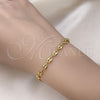 Oro Laminado Basic Bracelet, Gold Filled Style Puff Mariner Design, Polished, Golden Finish, 04.326.0004.07