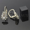 Oro Laminado Leverback Earring, Gold Filled Style Teardrop Design, with Golden and White Cubic Zirconia, Polished, Golden Finish, 5.125.012