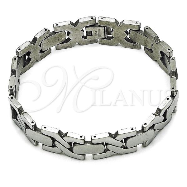 Stainless Steel Solid Bracelet, Hugs and Kisses Design, Polished, Steel Finish, 03.114.0405.08