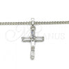 Rhodium Plated Pendant Necklace, Cross Design, with White Cubic Zirconia, Polished, Rhodium Finish, 04.284.0015.4.22