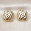 Oro Laminado Stud Earring, Gold Filled Style Chunky Design, Polished, Golden Finish, 02.163.0346