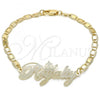 Oro Laminado Fancy Bracelet, Gold Filled Style Nameplate Design, Polished, Golden Finish, 03.63.1979.08