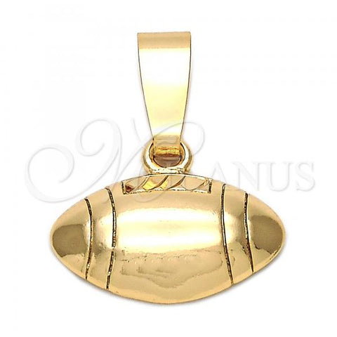 Oro Laminado Fancy Pendant, Gold Filled Style Ball Design, Diamond Cutting Finish, Golden Finish, 5.183.038